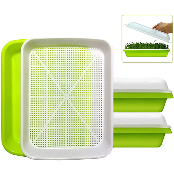 LxWxH Seed Sprouter Tray BPA Free PP Soil-Free Big Capacity Healthy Wheatgrass Grower with Lid Sprouting Kit 13.4x9.84x4.72in